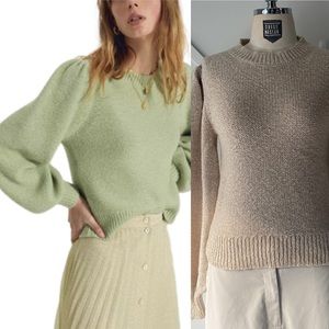 Aritzia Wilfred Alpaca Blend Balloon Sleeve Knitted Sweater - XS